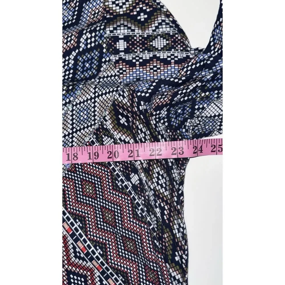 Catherines Tunic Top 1x 18/20 Aztec Embellished Sequin 3/4 Sleeve Blouse Cotton‎